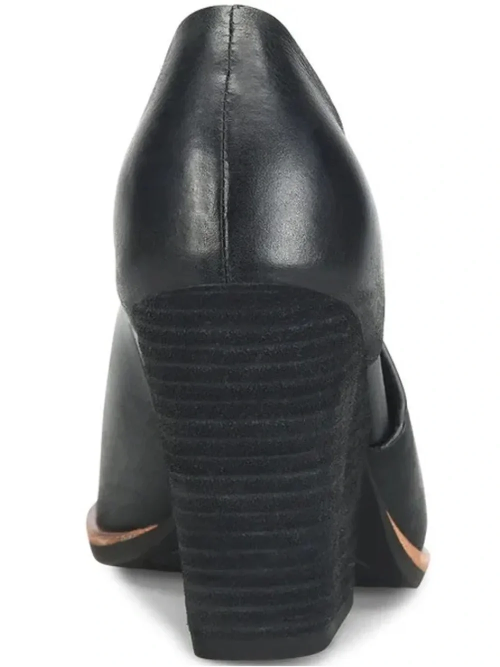 Kork-Ease Black Leather Wedge with Tan Accent